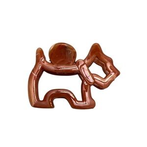 Brown Marbled Glossy Dog Shaped Puppy 3" Lobster Claw Hair Clip Yorkie Westie